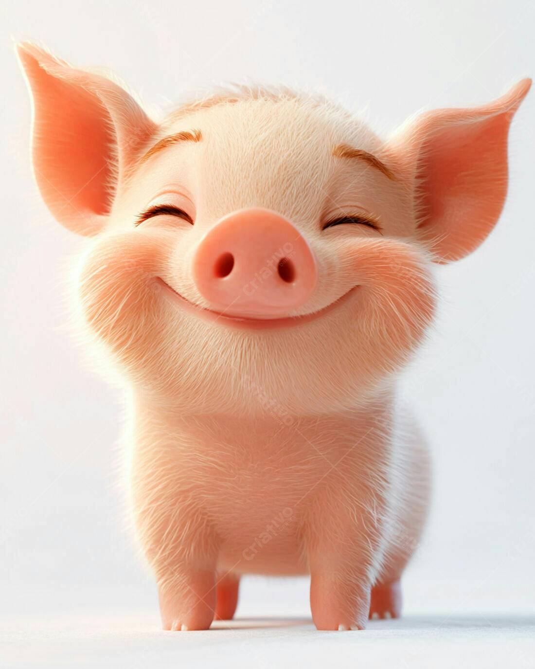 Porquinho fofo sorrindo fundo branco