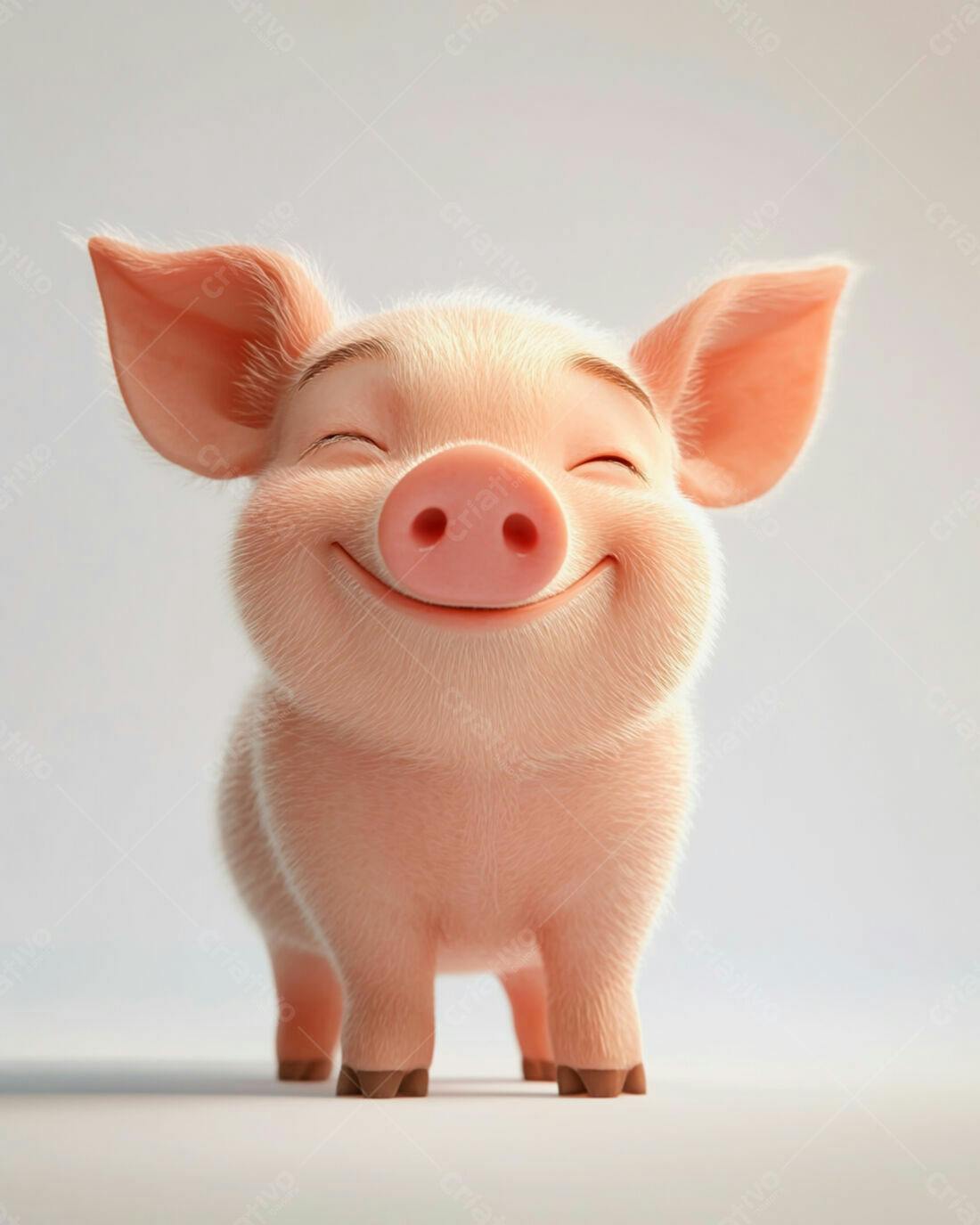 Porquinho feliz com fundo claro