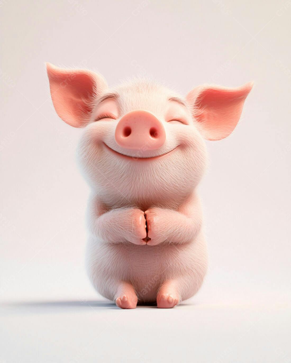 Porquinho fofo sorrindo sentado