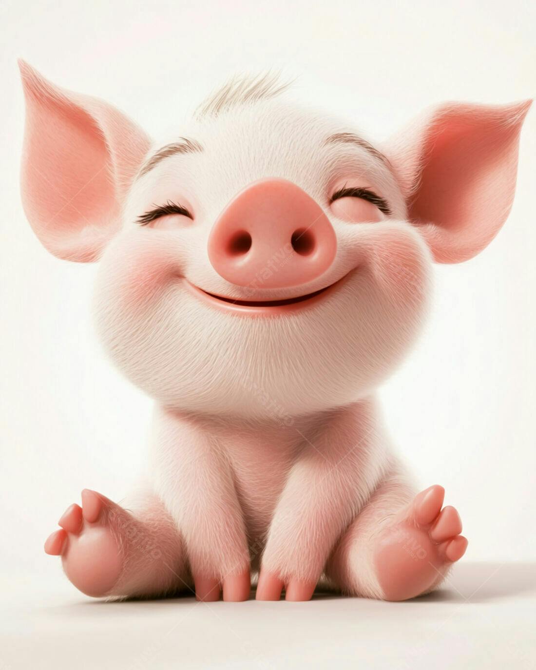 Porquinho fofo sorrindo alegremente