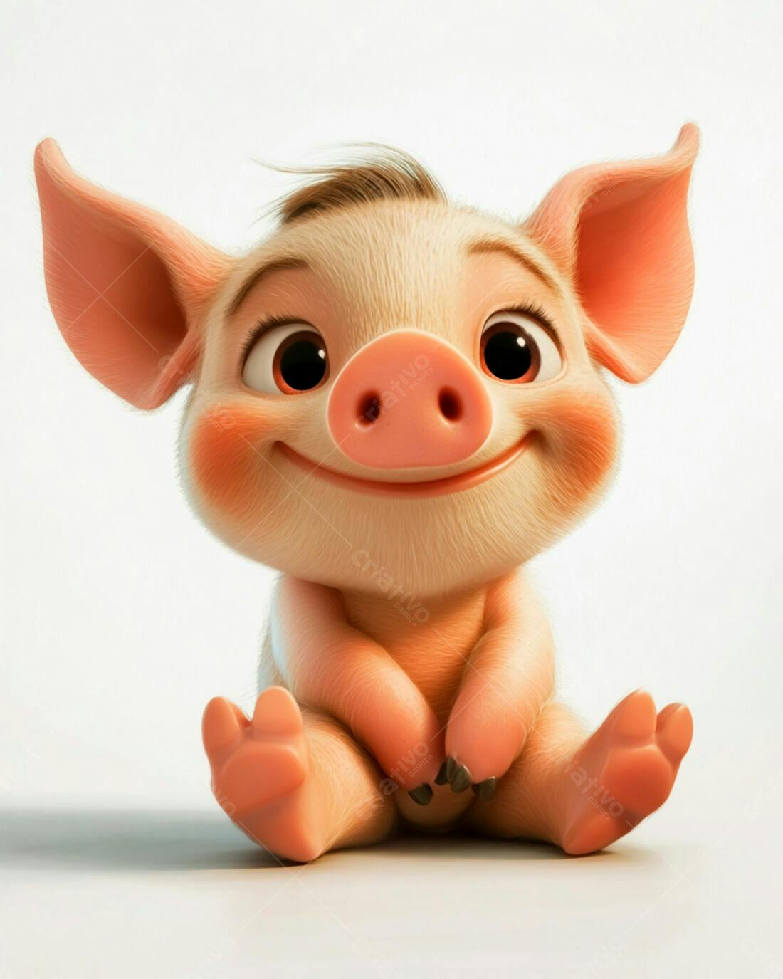 Porquinho fofo sentado fundo branco