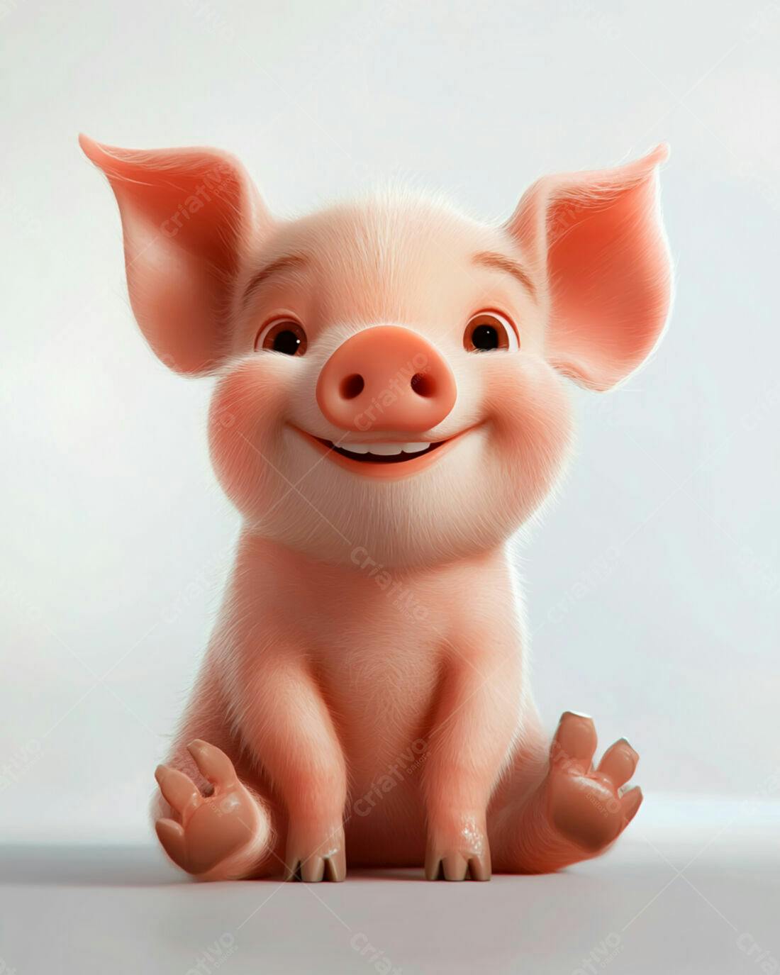 Porquinho fofo sentado sorrindo