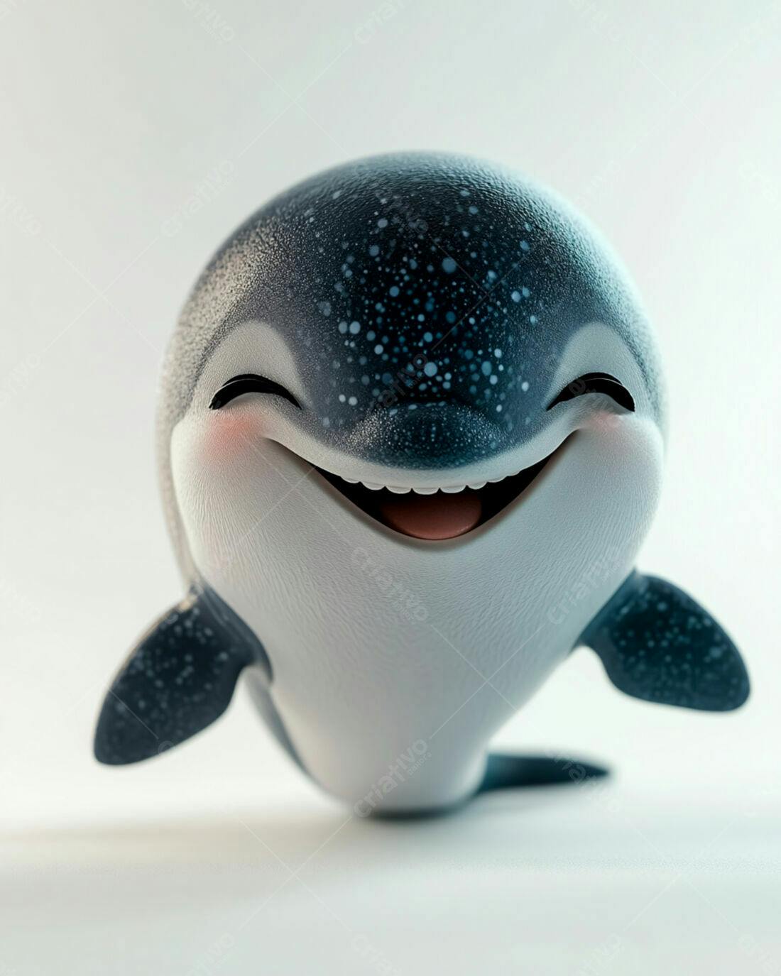 Orca fofa sorrindo fundo branco