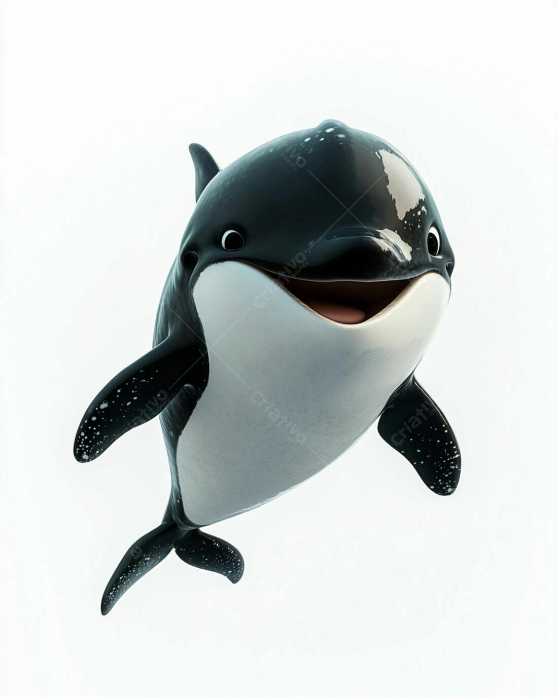 Orca feliz desenho animado fundo branco