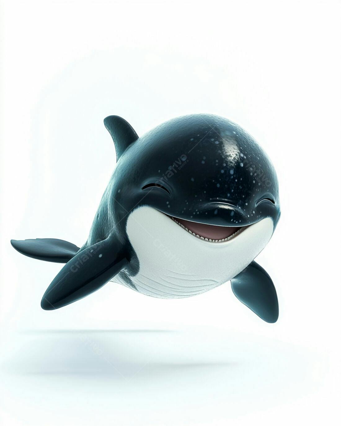 Orca sorridente desenho animado fundo branco