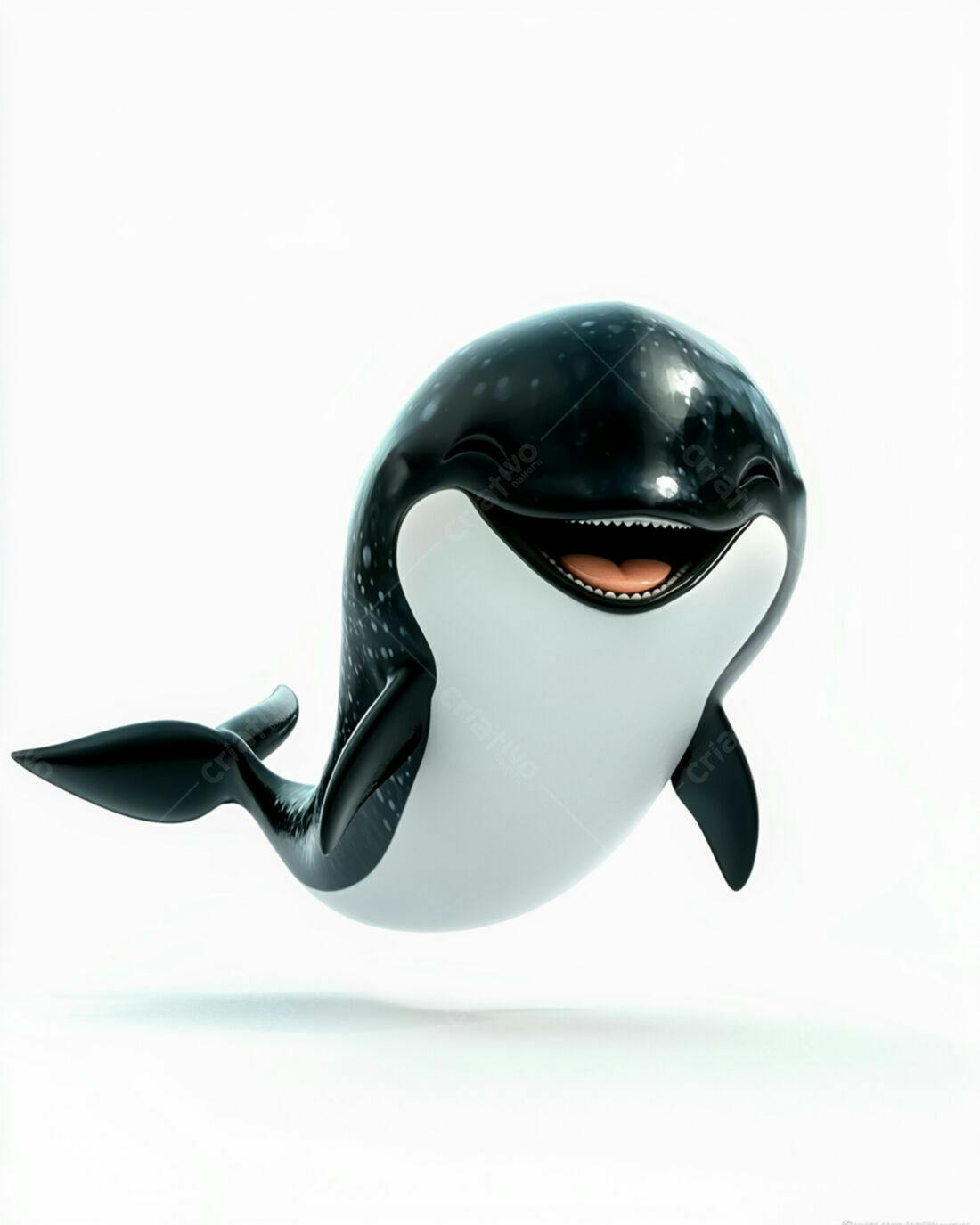 Orca feliz pulando fundo branco