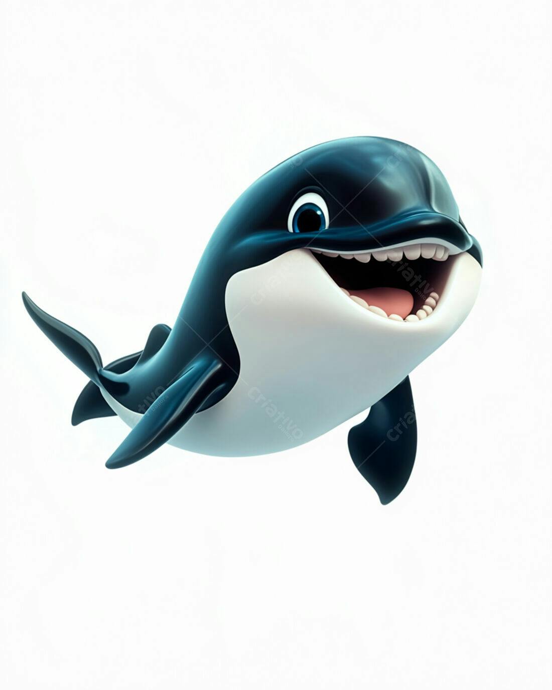 Orca feliz desenho animado fundo branco
