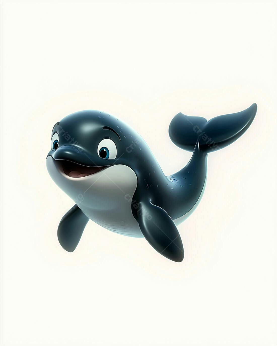 Orca Cartoon sorrindo fundo branco
