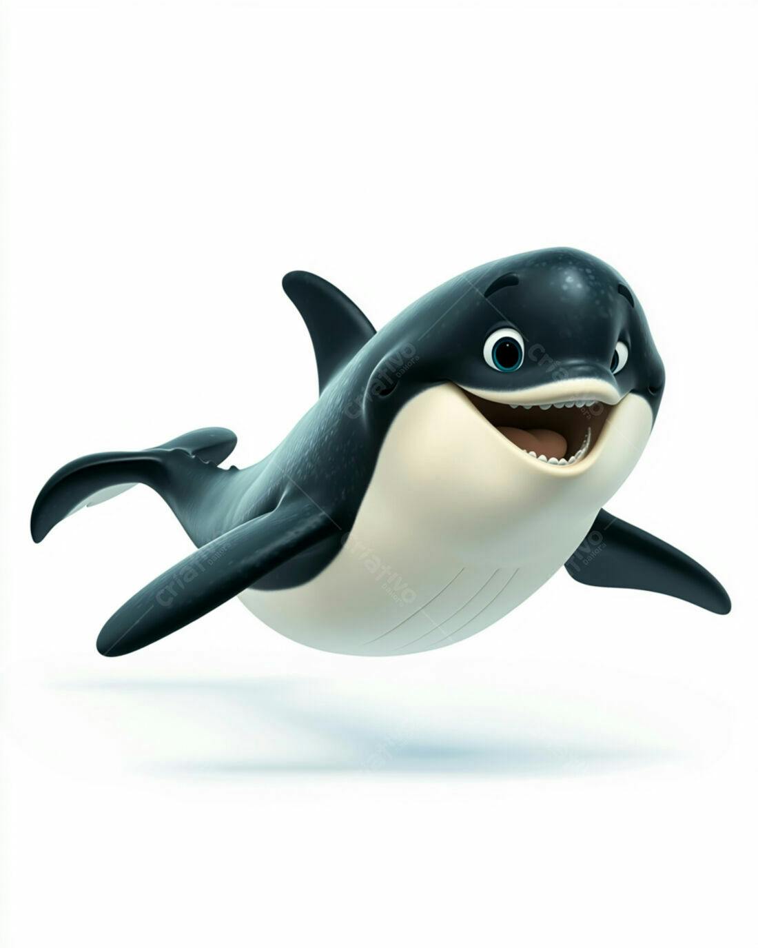 Orca animada nadando fundo branco