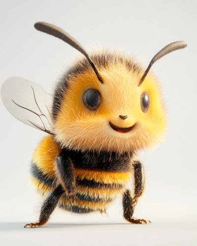 Uma Abelha Sorrindo 3D Em Fundo Claro