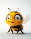 A smiling bee in 3d on a light background