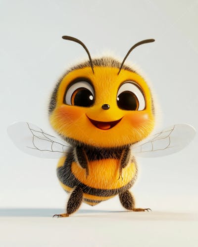 Uma Abelha Sorrindo 3D Em Fundo Claro
