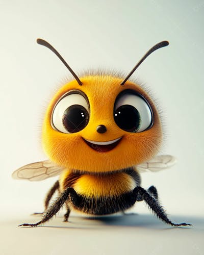 Uma Abelha Sorrindo 3D Em Fundo Claro