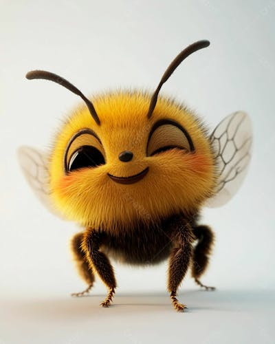 Uma Abelha Sorrindo 3D Em Fundo Claro