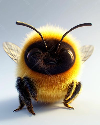 Uma Abelha Sorrindo 3D Em Fundo Claro