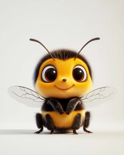 Uma Abelha Sorrindo 3D Em Fundo Claro