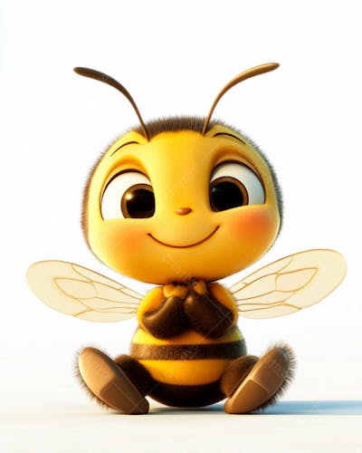 Uma Abelha Sorrindo 3D Em Fundo Claro
