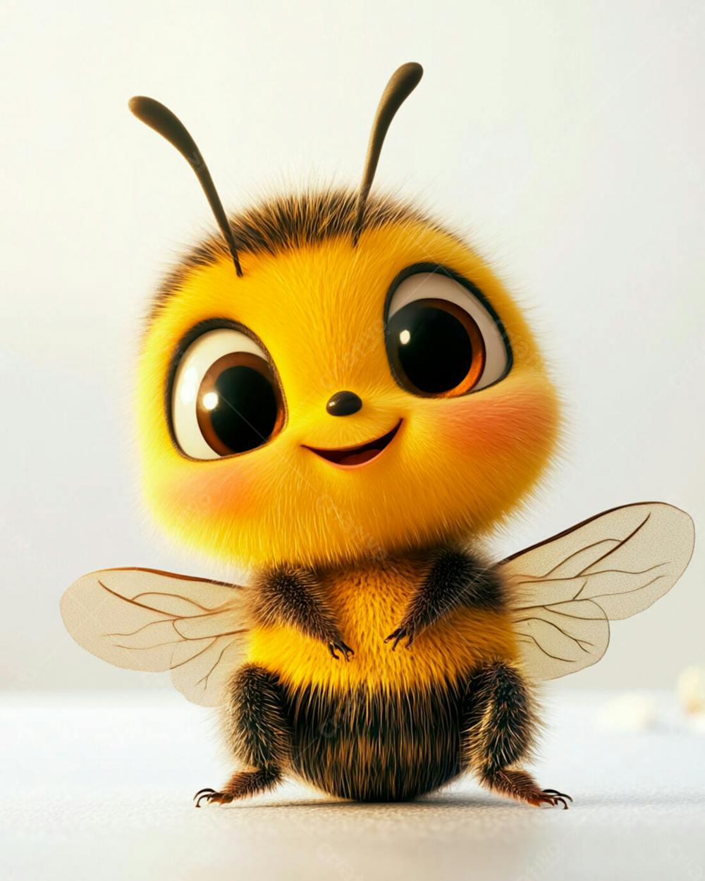 Uma Abelha Sorrindo 3D Em Fundo Claro