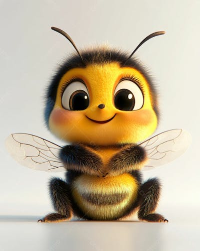 Uma Abelha Sorrindo 3D Em Fundo Claro