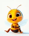 A smiling 3d bee on light background