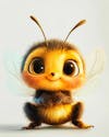 A smiling 3d bee on light background