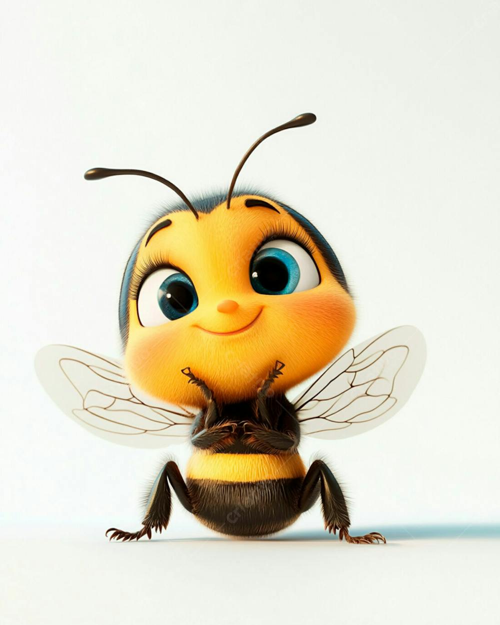Uma Abelha Sorrindo 3D Em Fundo Claro