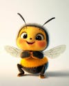 A smiling 3d bee on a light background.