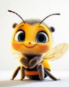 A smiling 3d bee on light background