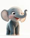 Cartoon 3d baby elephant on white background