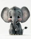 Cartoon 3d baby elephant on white background