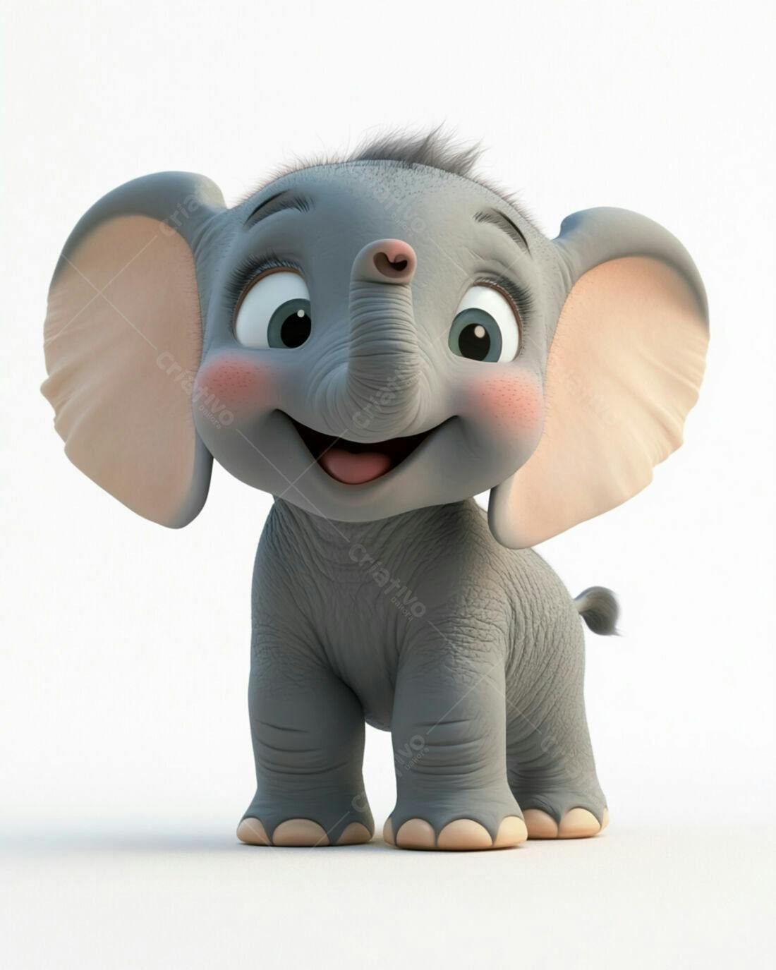 Elefante Bebê Feliz Ilustração 3D