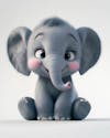 Cartoon 3d baby elephant on white background