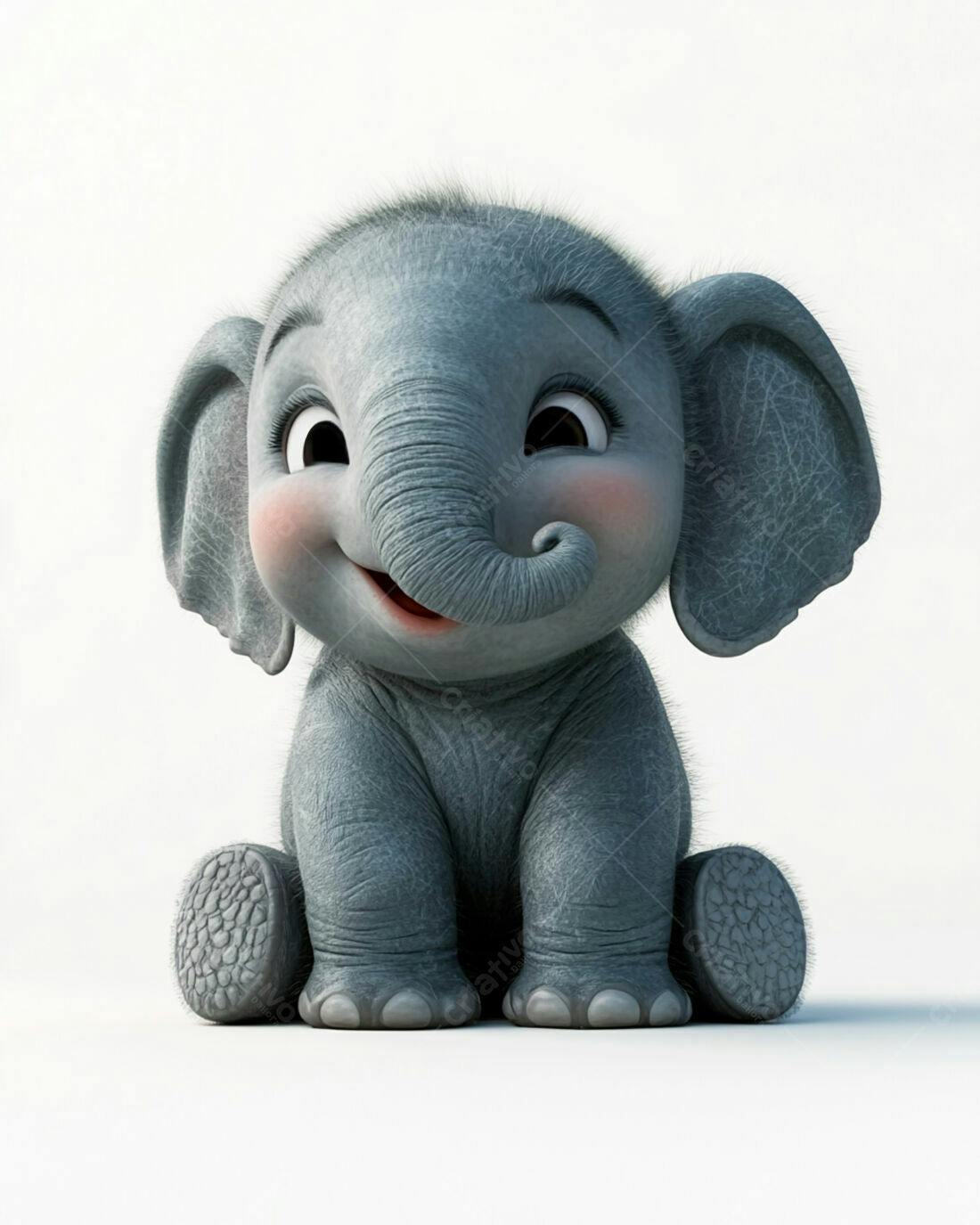Elefante Bebê Fofo Sentado fundo branco