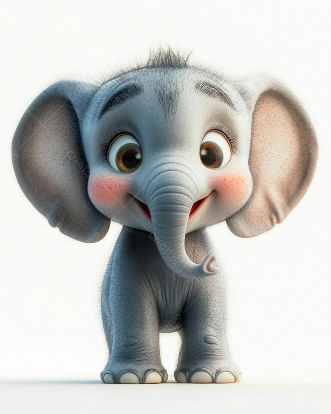 Elefante Bebê Fofo Sorrindo fundo branco