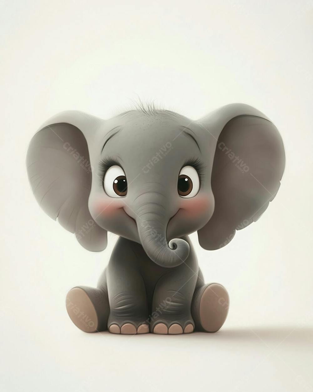 Elefante Bebê De Desenho Animado 3D Em Fundo Branco