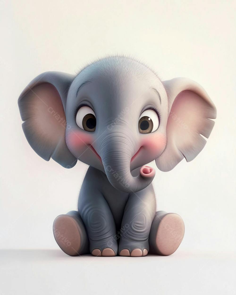 Elefante Bebê De Desenho Animado 3D Em Fundo Branco