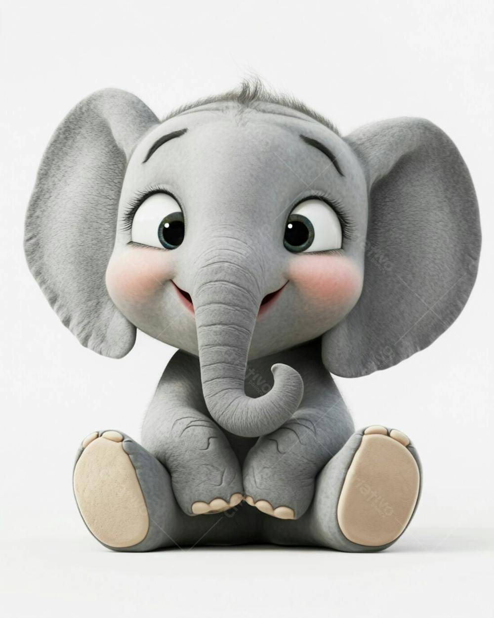 Elefante Bebê De Desenho Animado 3D Em Fundo Branco
