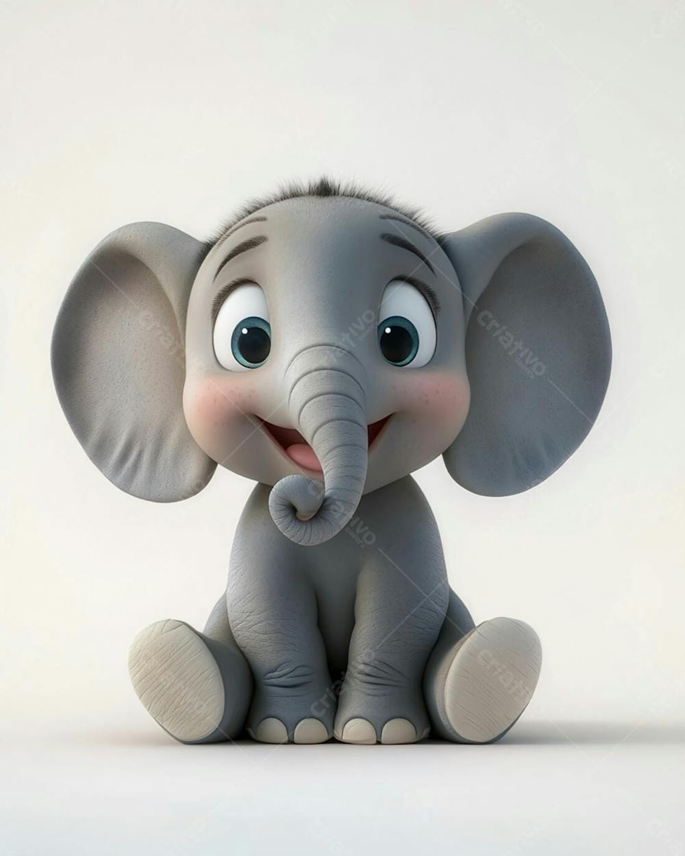 Elefante Bebê De Desenho Animado 3D Em Fundo Branco