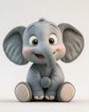 Cartoon 3d baby elephant on white background