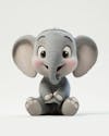 Cartoon 3d baby elephant on white background