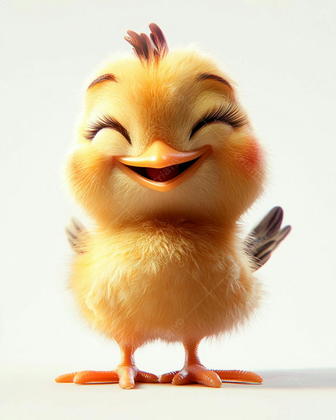 Pintinho fofo sorrindo fundo branco