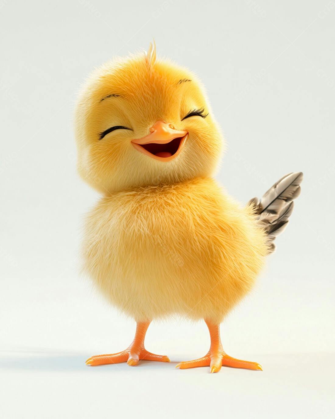 Pintinho amarelo feliz sorrindo