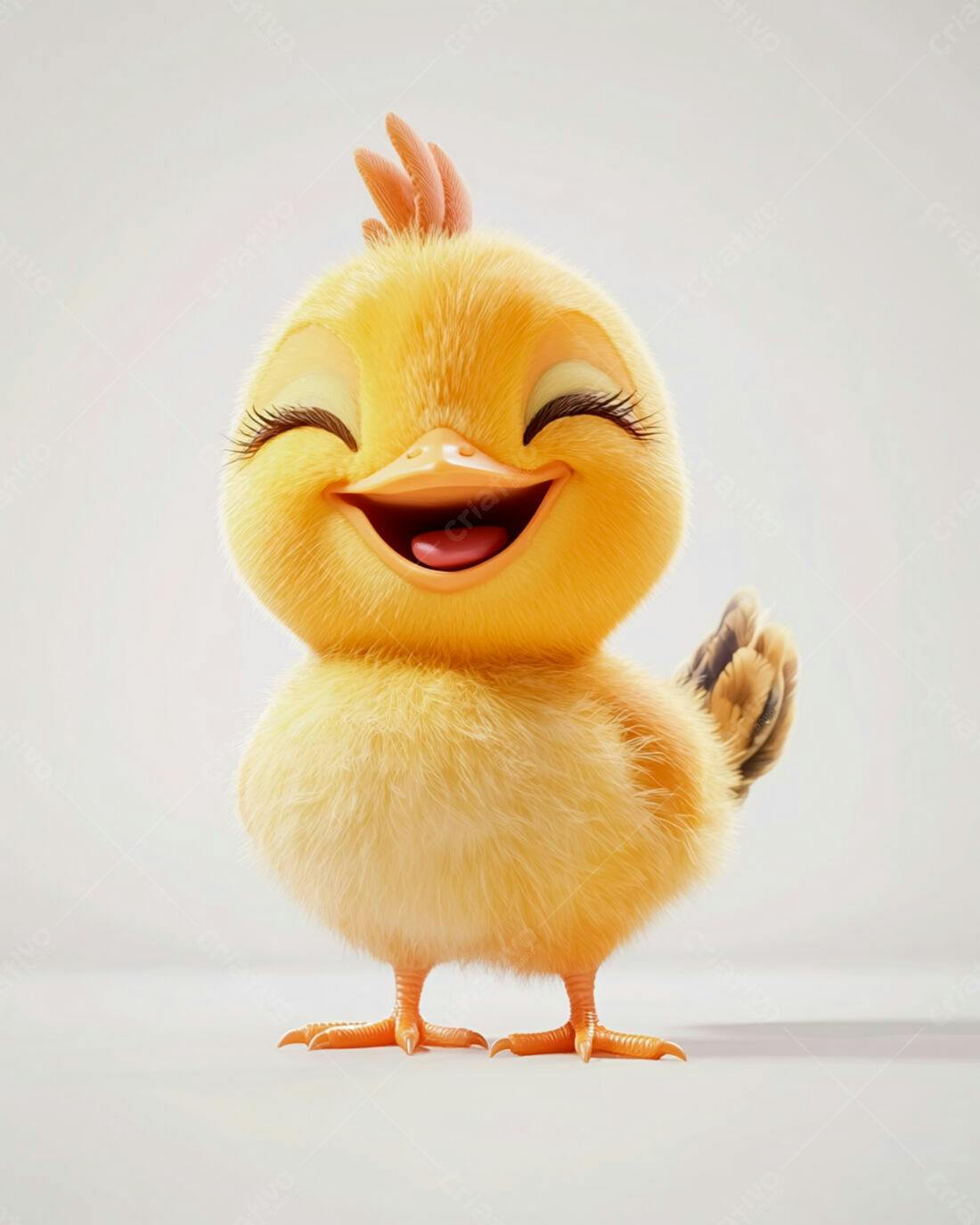 Pintinho fofo sorrindo fundo branco