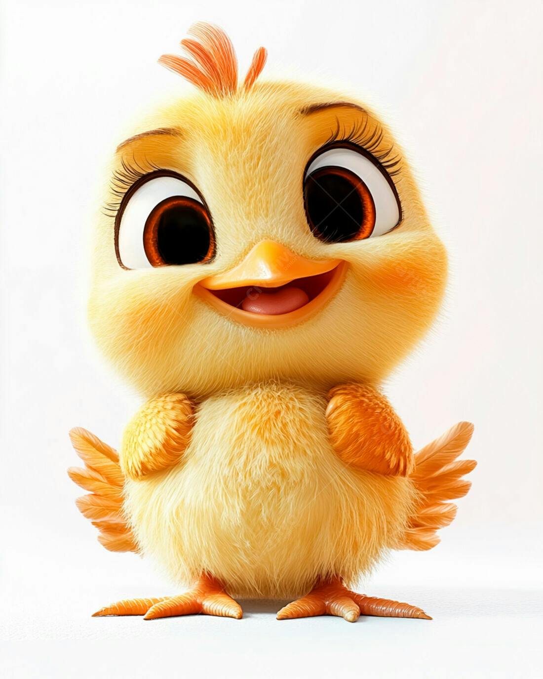 Pintinho fofo amarelo em fundo branco