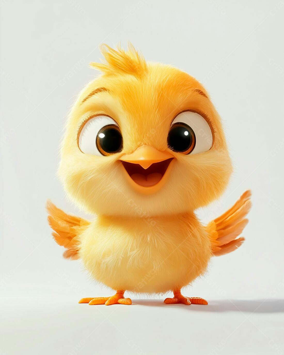 Pintinho fofo amarelo sorrindo