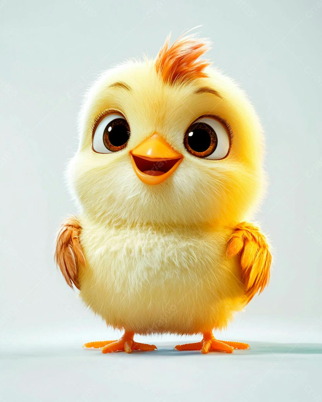 Pintinho fofo amarelo em fundo claro