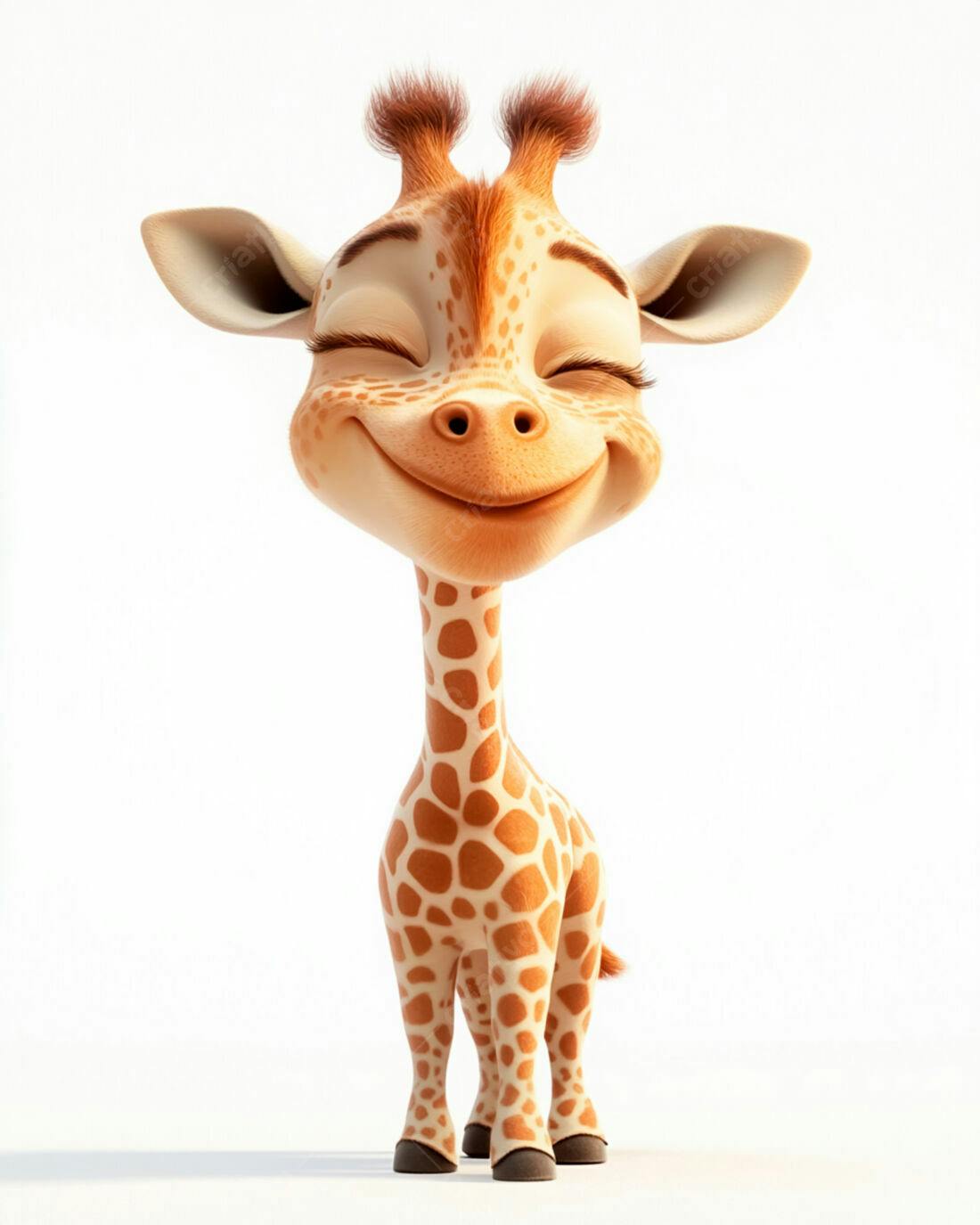 Girafa fofa sorrindo fundo branco