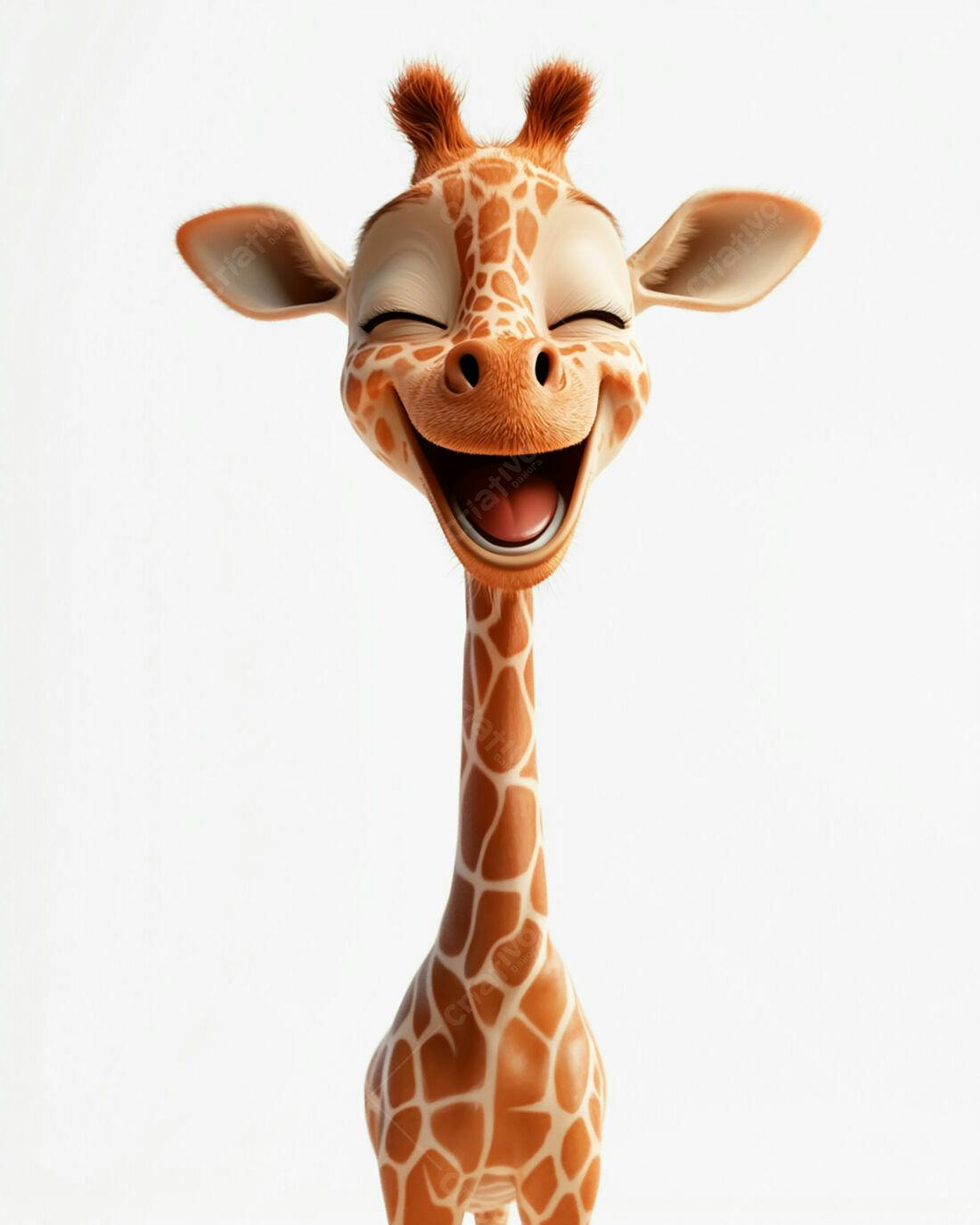 Girafa fofa sorrindo fundo branco
