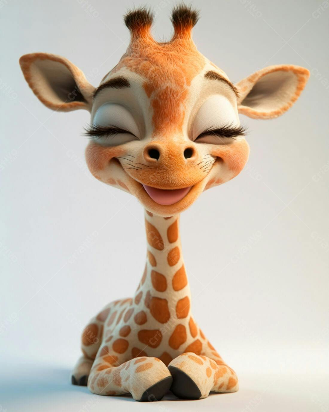 Girafa Bebê Fofa Sorrindo desenho animado