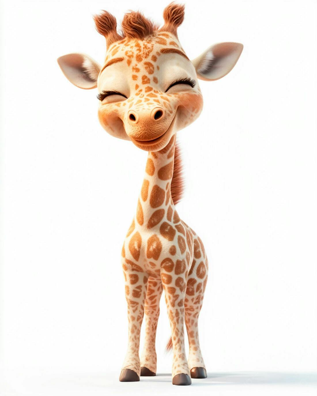 Girafa fofa sorrindo fundo branco